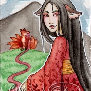 Kitsune of the Silks - Quick ACEO - ORIGINAL