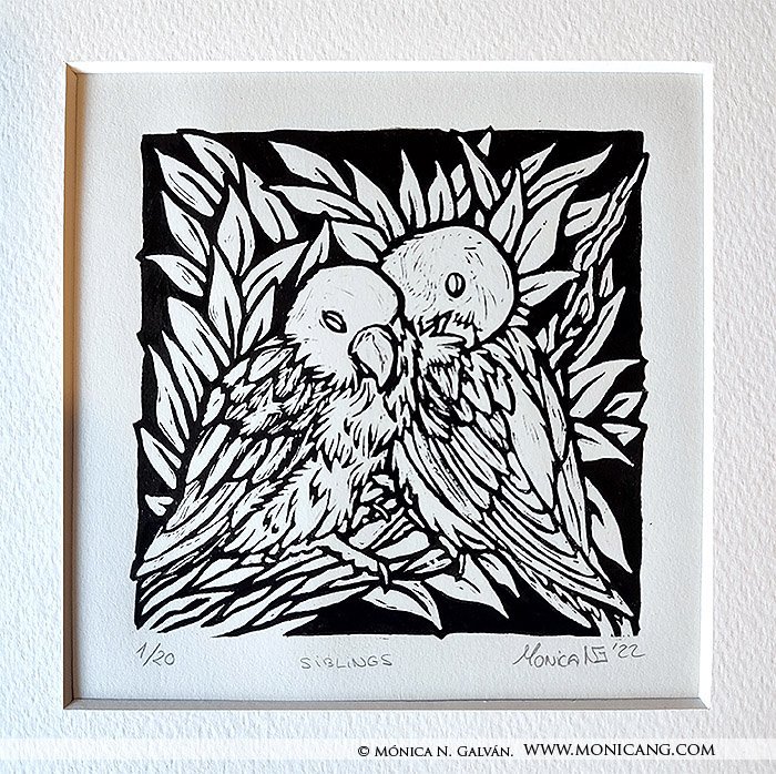 Siblings - Limited Original Linocut Print