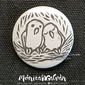 Lovebirds - 32mm Linocut Print Badge
