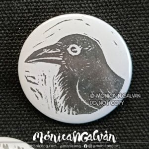 Raven - 32mm Linocut Print Badge