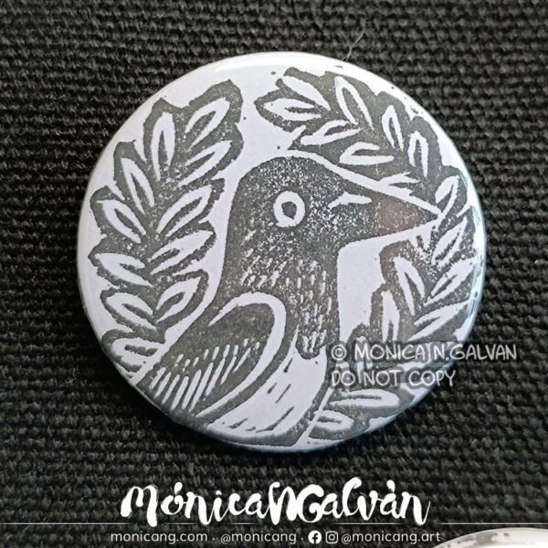 Urraca - 32mm Linograbado en Chapa